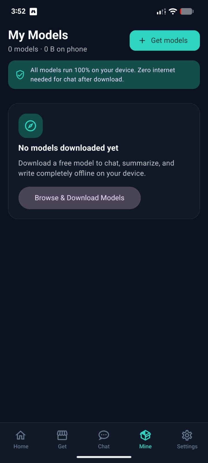 PocketBrain empty model selection in dark theme