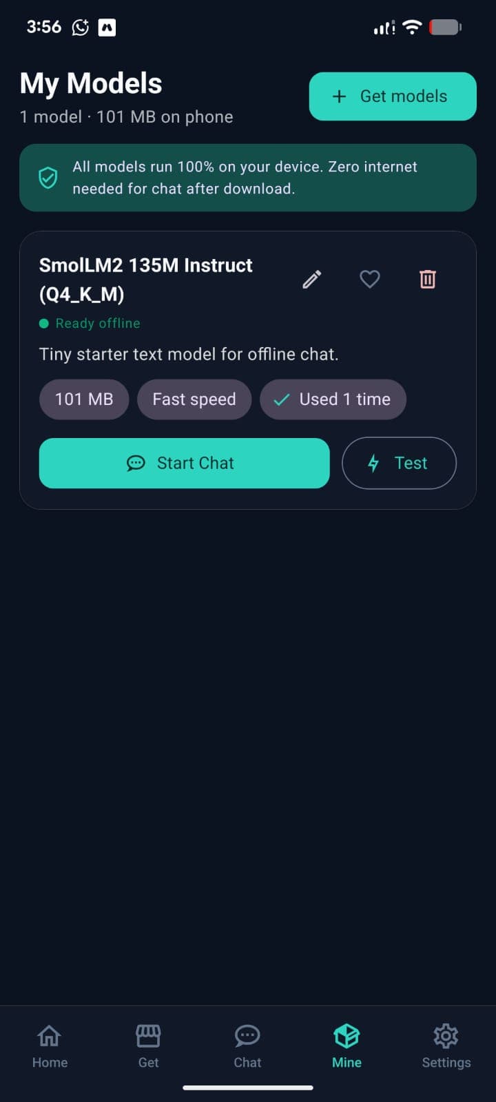 PocketBrain model selection in dark theme