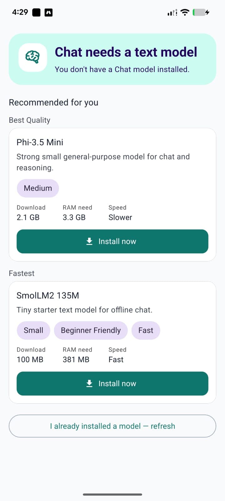 PocketBrain chat in light theme